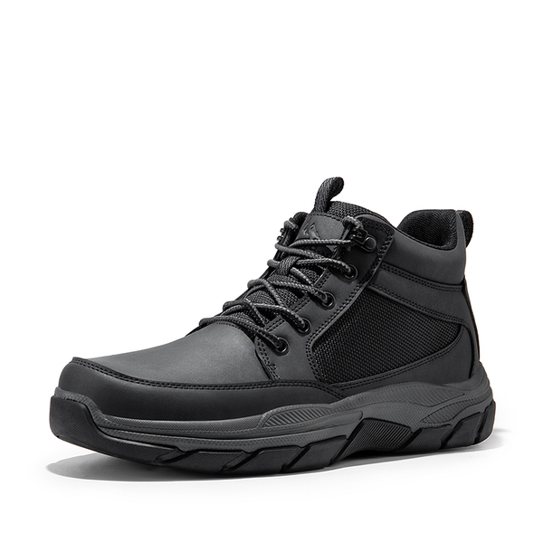 Men's Lightweight Vegan Leather Hiking Boots - BLACK -  0